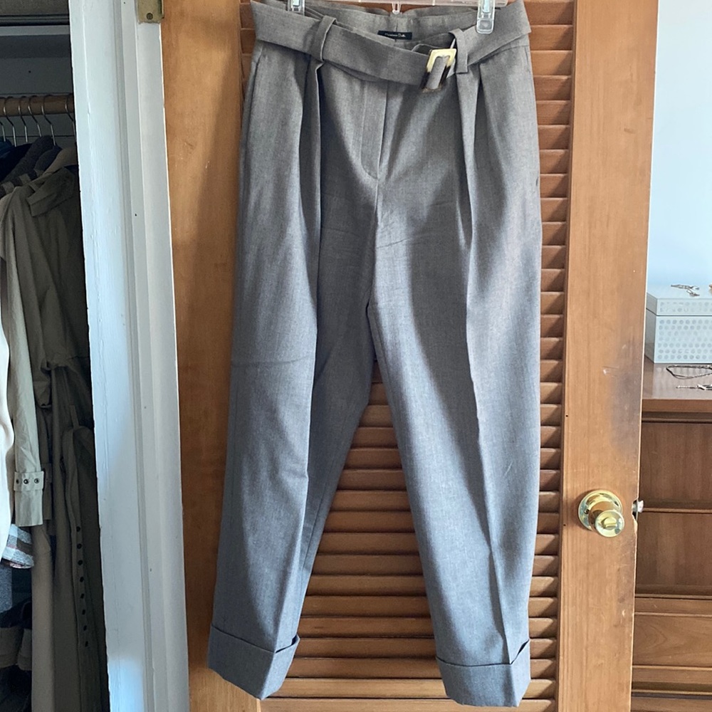 Massimo Dutti Wool Flannel trousers with buckle